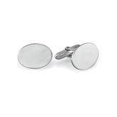 Sterling Silver Oval Plain Polishes Cufflinks